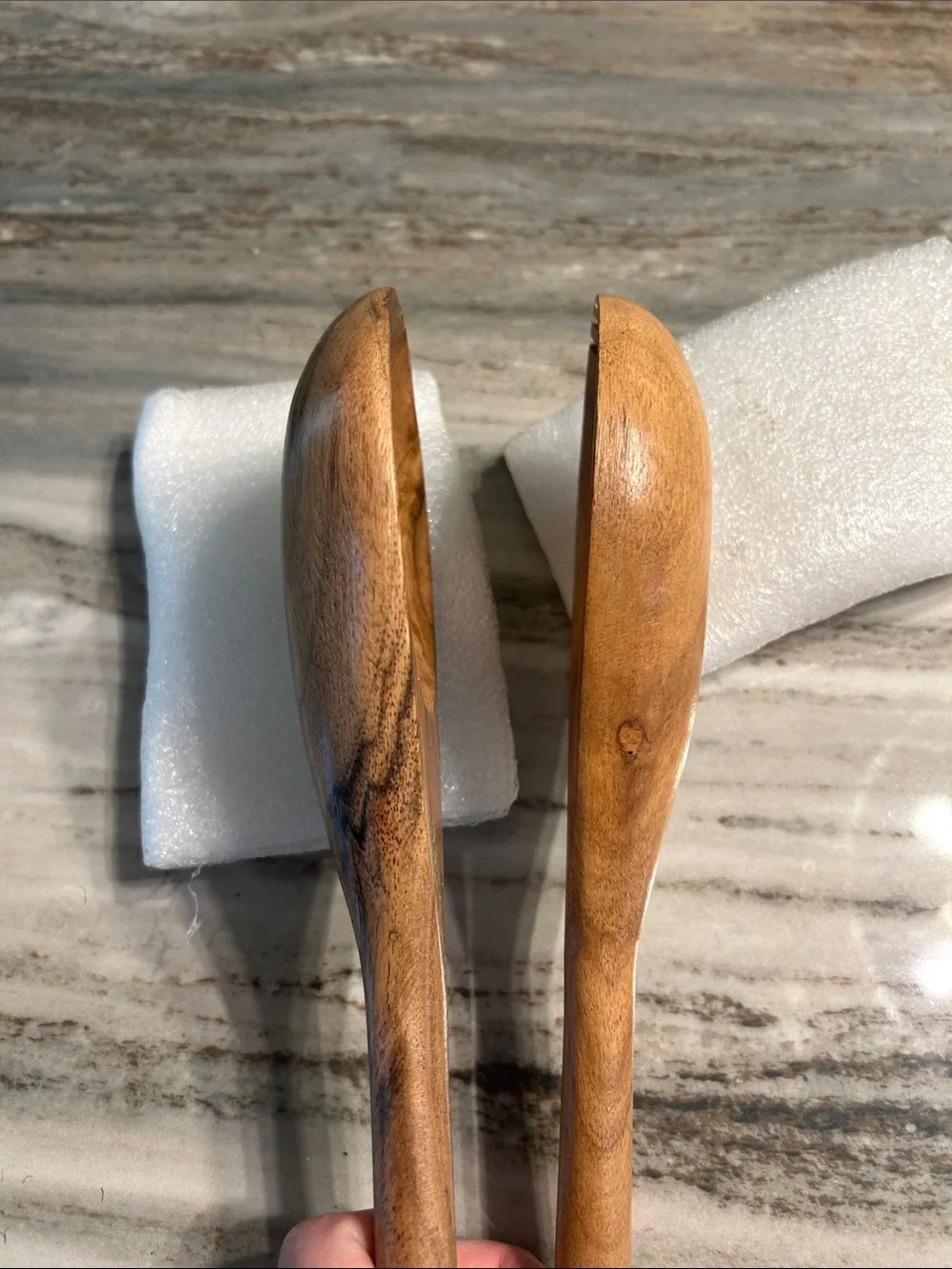 Wooden Salad Serving Spoon and Slotted Spoon - Natural Wood NWT set